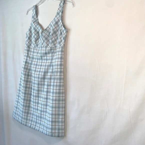 Oasis Blue Plaid Sleeveless Lined Dress Size XS - Picture 4 of 7
